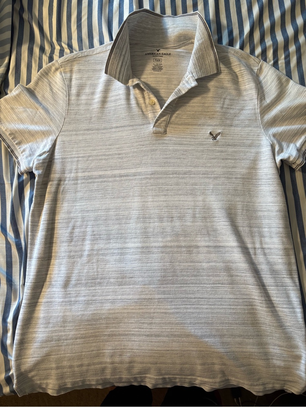 American Eagle Outfitters Men's Heathered Light Gray Polo